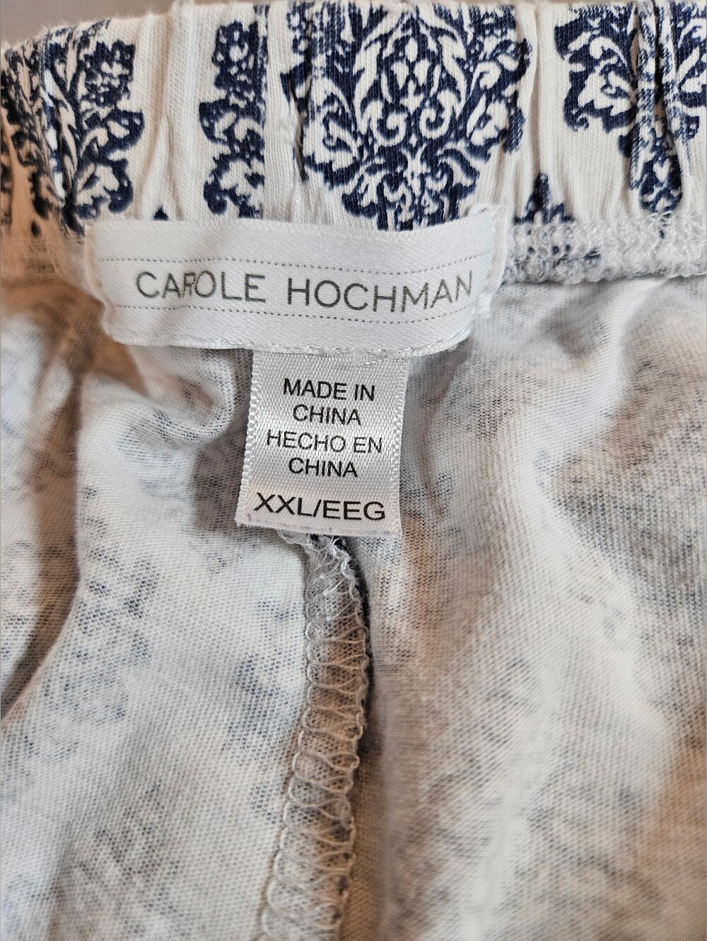 Carole Hochman Womens White And Blue Geometric Print Pajama Capri Pants Size XXL - Picture 9 of 15